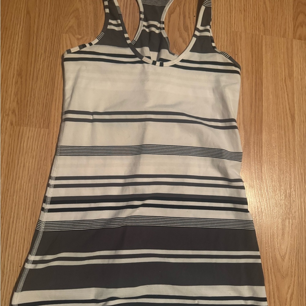 Lululemon Athletica Black and White Striped Tank Top